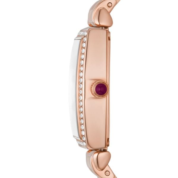 Emporio Armani Two Hand Diamonds Burgundy Dial Rose Gold Steel Strap Watch For Women - AR11488 - Image 4